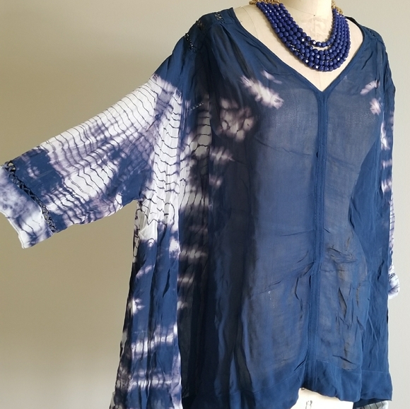 Free People Tops - FREE PEOPLE Oversized tie and dyed sheer chiffon top